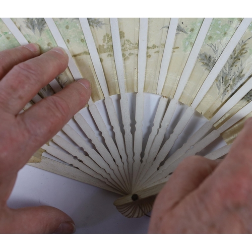 378 - A collection of 19th and 20th century mostly paper fans, ten in reasonable condition useful for stag... 