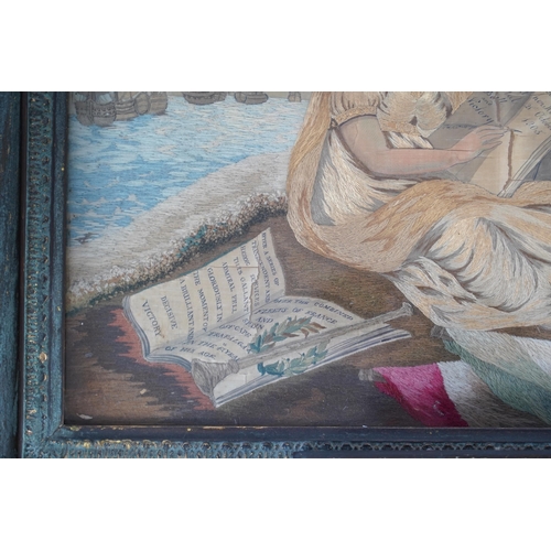 381 - Lord Nelson interest: a gilt framed Regency silk worked embroidery, commemorating the life of Lord N... 