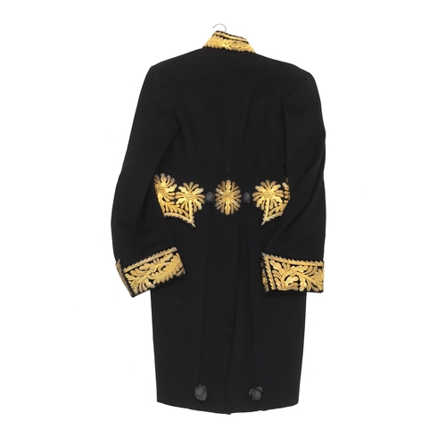 382 - An early 20th century Royal Court tail coat or levee dress with gilt embroidery to collar and cuffs... 