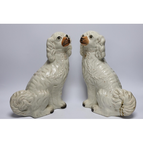 423 - A mixed collection of Staffordshire figure groups to include various spaniels, a Prince Albert figur... 