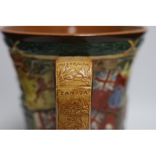 434 - A Royal Doulton Edward VIII coronation loving cup, 26cm (a.f.)