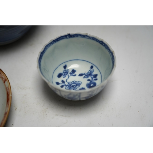 454 - A group of 18th century Chinese and Japanese porcelain including blue and white bowls and jar with h... 