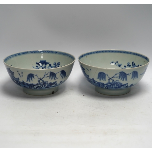 454 - A group of 18th century Chinese and Japanese porcelain including blue and white bowls and jar with h... 