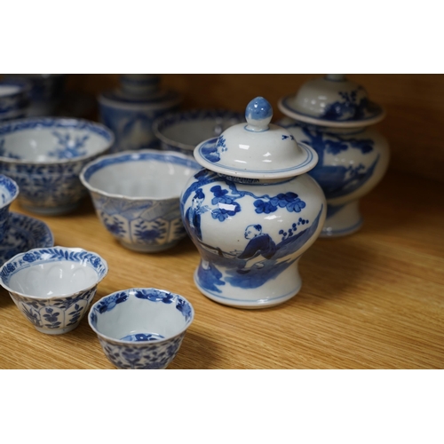 455 - A quantity of 19th century Chinese blue and white porcelain including pair of baluster jars and cove... 