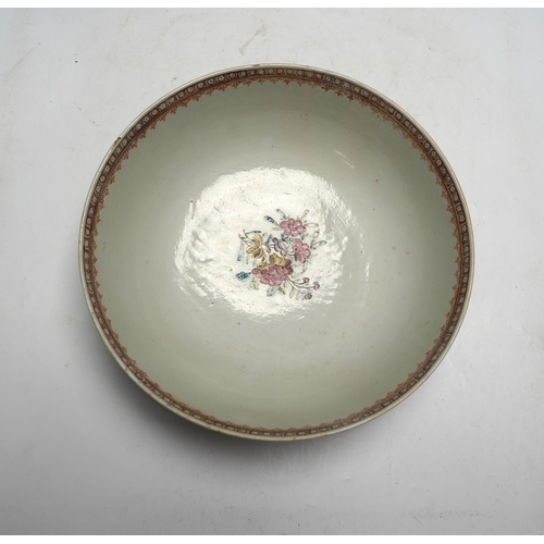 460 - An 18th century Chinese Export famille rose bowl, 26cm diameter