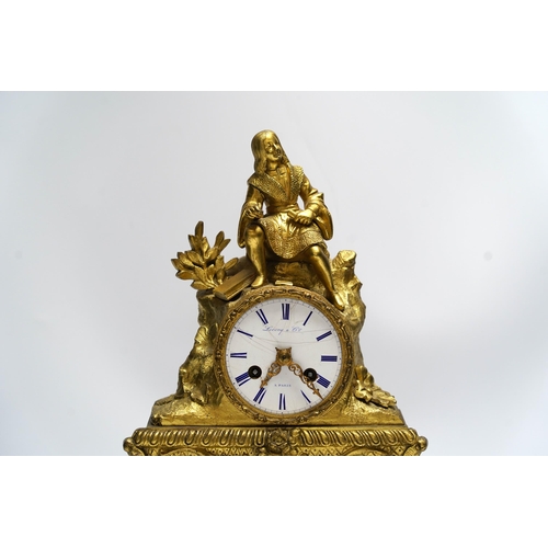 462 - A mid 19th century ormolu eight day mantel clock, by Leroy and Co., of Paris, 34cm