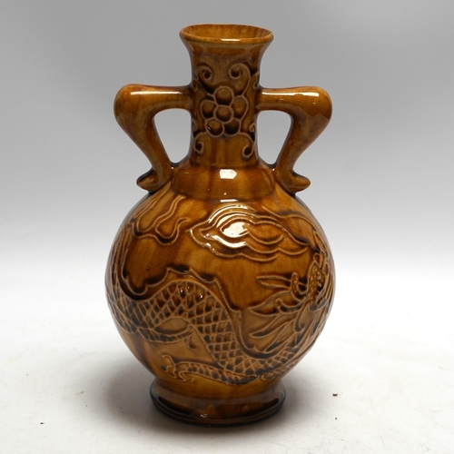 465 - An 18th century style Chinese ochre glazed vase, 22.5cm