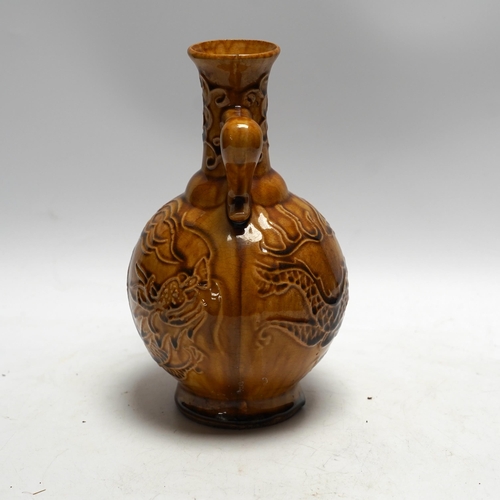 465 - An 18th century style Chinese ochre glazed vase, 22.5cm