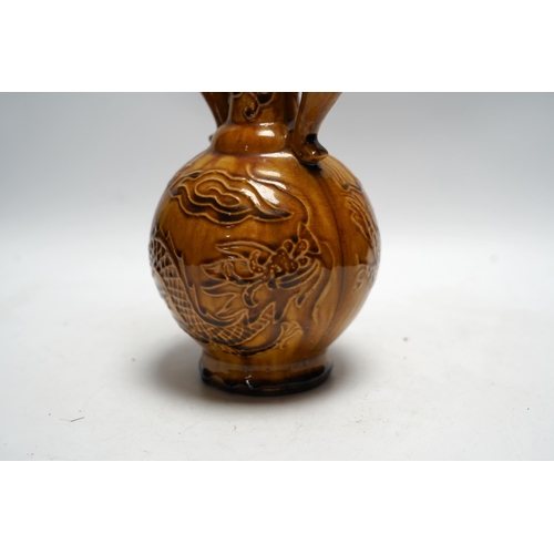 465 - An 18th century style Chinese ochre glazed vase, 22.5cm