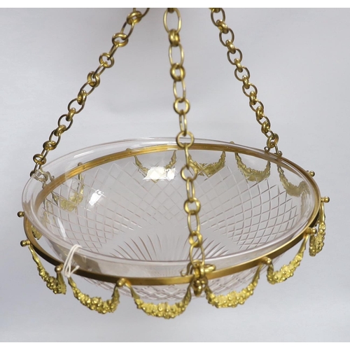 470 - An early 20th century gilt metal and cut glass shade