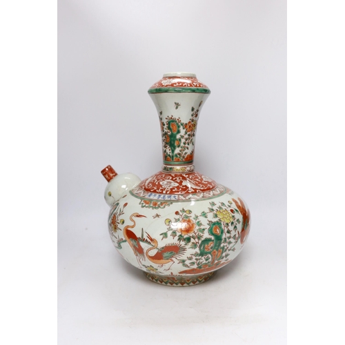 484 - A Chinese famille verte wine pitcher, 20th century, 39cm high