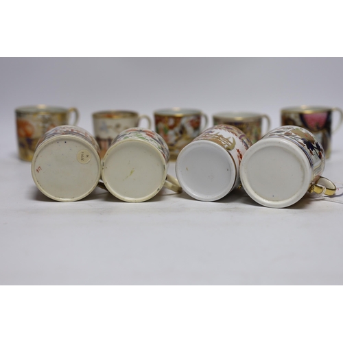 504 - Twelve 1800-1820 English porcelain coffee cans, including Imari pattern examples