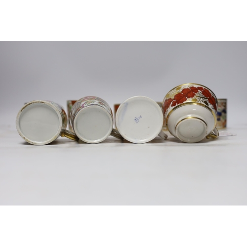 506 - Twelve 1800-1820 English porcelain coffee cans and tea cups, including Imari pattern examples