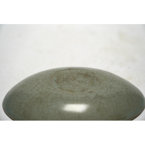 515 - A Chinese oval celadon crackle glaze dish, 15.5cm wide