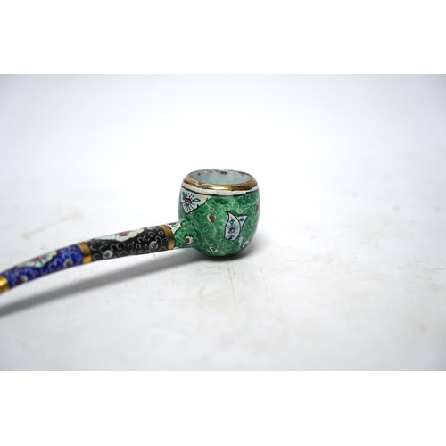 543 - A Persian multicoloured enamelled pipe, 14cm long