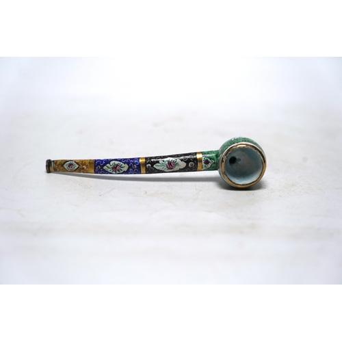 543 - A Persian multicoloured enamelled pipe, 14cm long