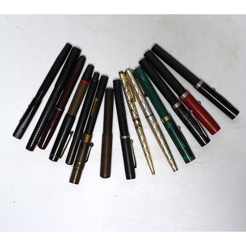 546 - Fourteen assorted fountain pens.