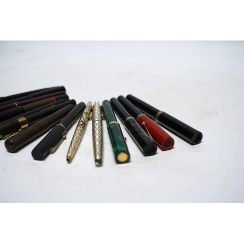 546 - Fourteen assorted fountain pens.