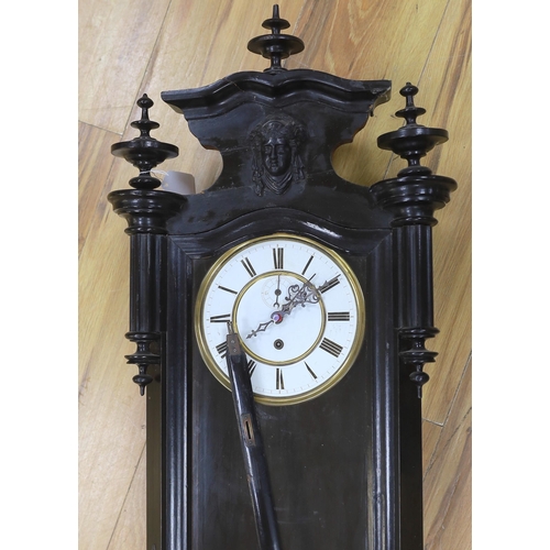 559 - A late 19th century ebonised Viennese regulator, approx. 122cm high