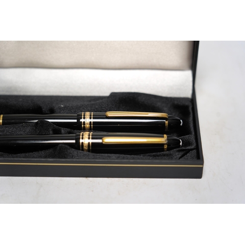 568 - A cased Montblanc Meisterstuck fountain pen and ballpoint pen set Serial No. FO KP1048143 BP KM10406... 