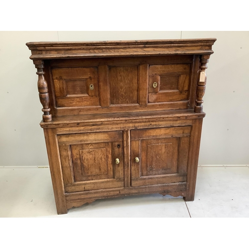 59 - An 18th century oak court cupboard, width 127cm, depth 55cm, height 141cm