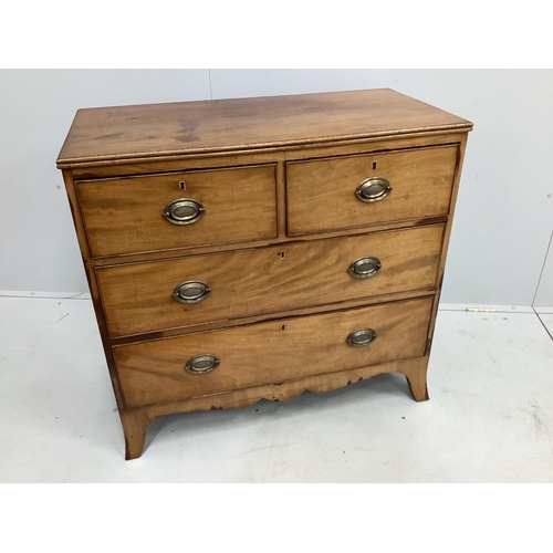 60 - A small Regency mahogany four drawer chest, width 89cm, depth 44cm, height 84cm