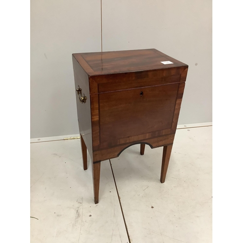 65 - A George III mahogany cellaret, converted to a work box, width 38cm, depth 26cm, height 62cm