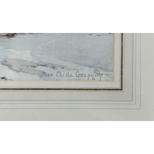 732 - Rose Champion de Crespigny (1859-1935), watercolour, 'A Stretch of Wet Sand', signed, 11.5 x 50cm... 