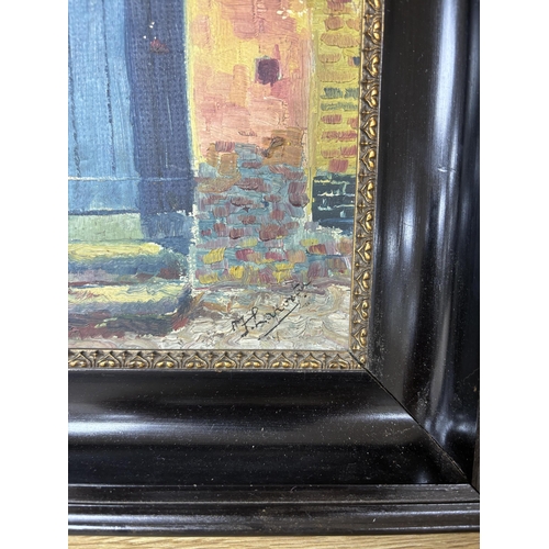 740 - J Laporta, Continental oil on board, Study of a doorway, signed, 22 x 15cm