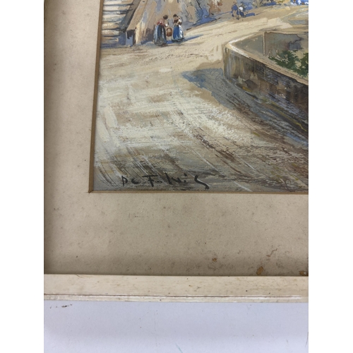 745 - De Fulvis (Italian, 19/20th. C), heightened gouache, Neapolitan view, signed, 29 x 15cm