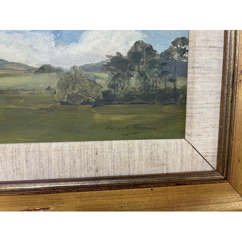 746 - Roland Pertwee, oil on board, Rural landscape, signed, 25 x 35cm