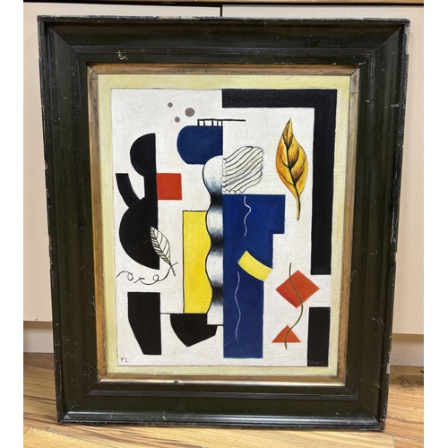 770 - After Fernand Leger (French, 1881-1955), oil on board, Surreal composition, Geometric shapes, 60 x 4... 