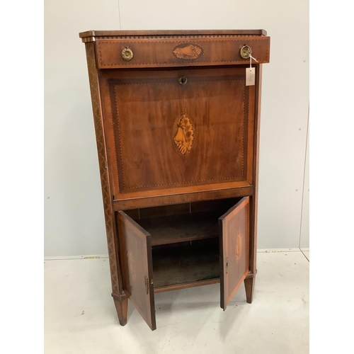 8 - An early 19th century Dutch marquetry inlaid mahogany secretaire à abbatant, width 82cm, depth 41cm,... 