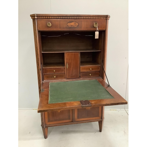 8 - An early 19th century Dutch marquetry inlaid mahogany secretaire à abbatant, width 82cm, depth 41cm,... 