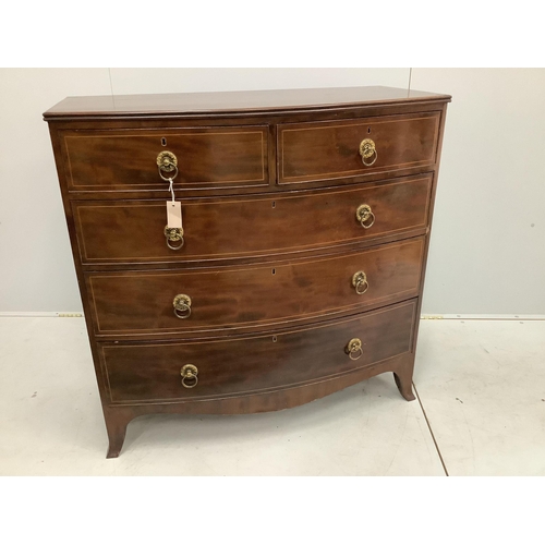 83 - A Regency inlaid mahogany bowfront chest, width 108cm, depth 51cm, height 106cm