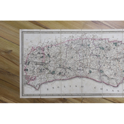 830 - Sussex map, a reduced version of the survey by Thomas Gream, sold by William Faden, dated 1819, fold... 