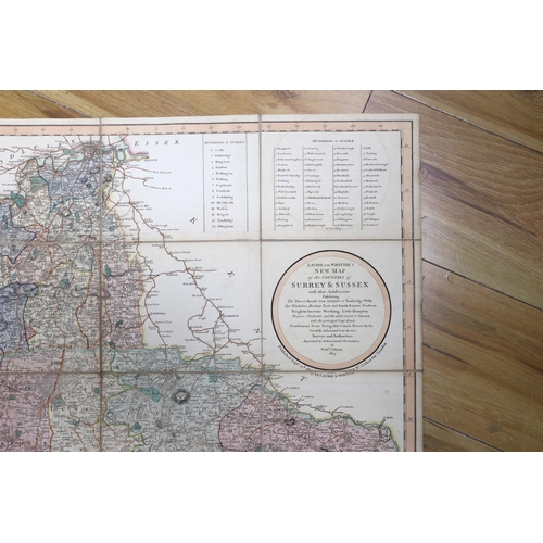 831 - Surrey and Sussex map, by Nathaniel Coltman, pub. Laurie and Whittle, dated 1807, folding map in sli... 