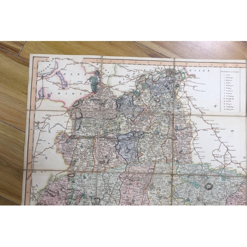 831 - Surrey and Sussex map, by Nathaniel Coltman, pub. Laurie and Whittle, dated 1807, folding map in sli... 