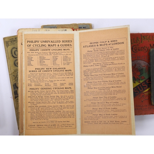 832 - Seven 19th and 20th century folding maps of Sussex; a Pocket County Map series, pub. Chapman and Hal... 