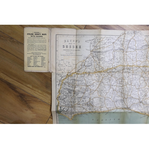 832 - Seven 19th and 20th century folding maps of Sussex; a Pocket County Map series, pub. Chapman and Hal... 