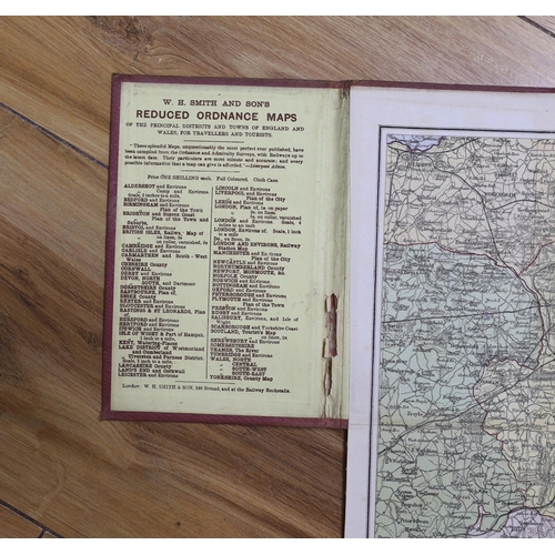 833 - Six 19th and 20th century folding maps of Sussex; an Ordnance Survey (318), a W.H. Smith & Son map, ... 