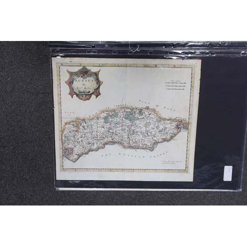 834 - Three unframed 17th century maps of Sussex; Richard Blome, 31 x 35cm, Robert Morden, 38 x 44cm and J... 