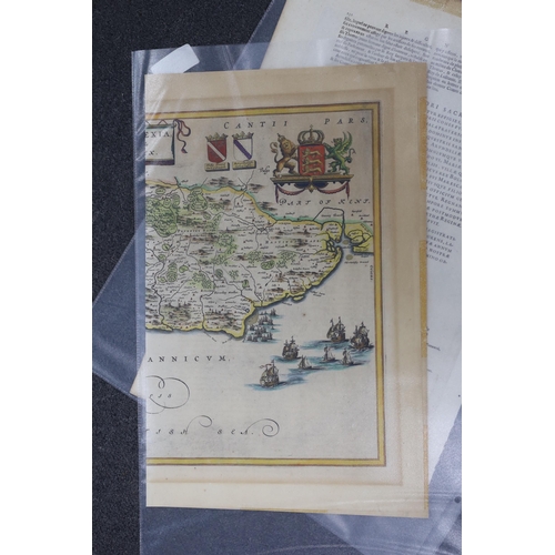 837 - Three unframed 17th century maps of Sussex; a Valk & Schenk, 41 x 58cm and two by Johannes Blaeu, 46... 