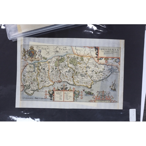 838 - Four unframed 17th century maps of Sussex; two by Robert Morden, 39 x 43cm and 37 x 43cm, Norden & K... 