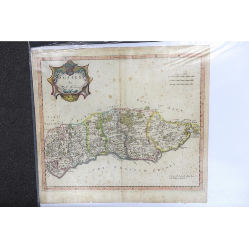 838 - Four unframed 17th century maps of Sussex; two by Robert Morden, 39 x 43cm and 37 x 43cm, Norden & K... 