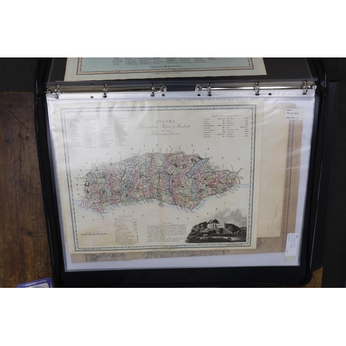 843 - Two folders containing thirty-four 19th century maps of Sussex and Brighton, including; seven LBSCR ... 