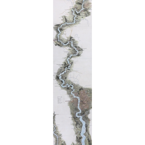 844 - Tombleson's Thames, hand coloured engraved panoramic map of the Thames and Medway, 127 x 24cm