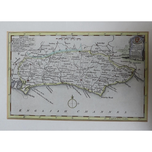 846 - Seven framed Sussex related 18th and 19th century maps, including examples by T. Moule, T. Kitchin, ... 