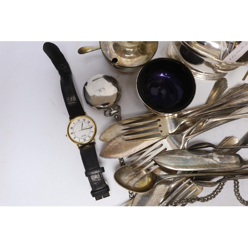 863 - Sundry items including a silver open face chronometer pocket watch, a steel Roamer wrist watch, a Se... 