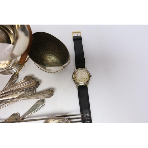 863 - Sundry items including a silver open face chronometer pocket watch, a steel Roamer wrist watch, a Se... 